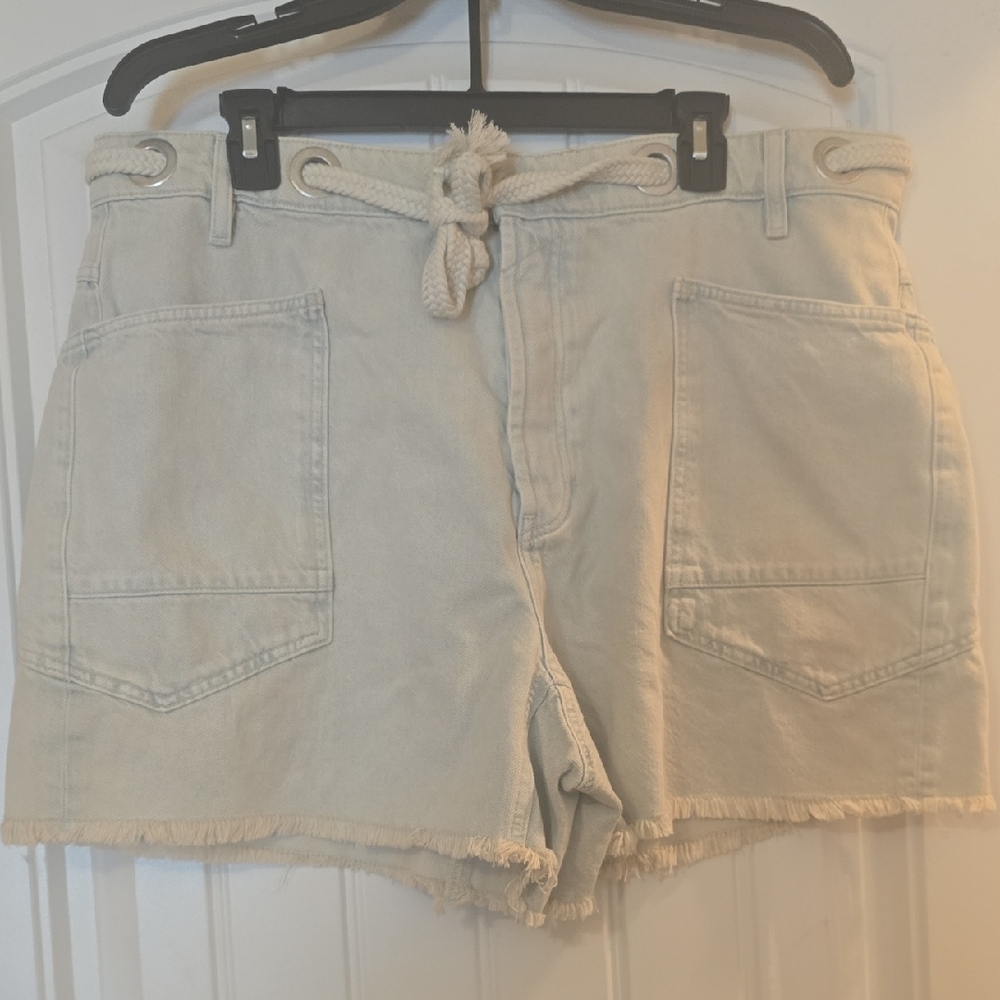 We The Free Cream Canvas Rope-Waist Jean Shorts